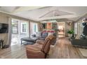 Inviting living area featuring a built-in bar, comfortable seating, and wood flooring at 5315 Camden St, Indianapolis, IN 46227