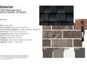 Exterior finishes featuring stone mille brick, undercoat cement plank, and black widow garage door at 7305 Bayview Run # 13-605, McCordsville, IN 46055