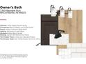 Bathroom design showcasing wood cabinets, quartz countertops, and modern black fixtures at 7309 Bayview Run, McCordsville, IN 46055