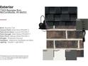 Exterior materials showcasing a brick, cement plank, and shingle color palette for a home in McCordsville, Indiana at 7343 Bayview Run # 11-604, McCordsville, IN 46055