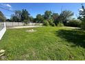 Large, grassy backyard surrounded by a chain-link fence and mature trees at 3155 Roseway Dr, Indianapolis, IN 46226