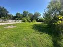 Spacious, grassy backyard with mature trees and a chain-link fence at 3155 Roseway Dr, Indianapolis, IN 46226