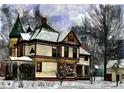 Beautiful home covered in snow, showcasing its unique architecture and winter charm at 783 Woodruff Place Middle Dr, Indianapolis, IN 46201