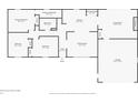 Detailed floor plan showing layout of bedrooms, bathrooms, kitchen, living room, and garage at 7405 N Janna Dr, Muncie, IN 47303