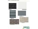 Exterior selections offer Moire Black roof, Boothbay Blue siding, and Beale Street brick at 1919 Delp Ct, Avon, IN 46123