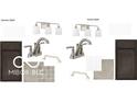 Materials for two bathrooms, including cabinets, faucets, light fixtures, countertop and floor materials at 14844 Higgins Dr, Westfield, IN 46074