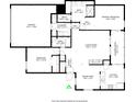 Detailed floor plan showing layout with three baths, bedrooms, living room, kitchen and an attached garage at 8223 Thoroughbred Run, Indianapolis, IN 46256