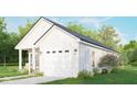 Quaint home with a white exterior, an attached garage, and beautiful landscaping at 3226 Keystone Lakes Way, Indianapolis, IN 46237