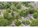 Aerial view of the house and surrounding neighborhood near the Monon Trail at 5884 Compton St, Indianapolis, IN 46220