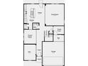 First floor plan showing kitchen, dining, flex space, porch and garage at 2040 White Oak Dr, Shelbyville, IN 46176