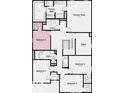 Second floor plan showing bedrooms, baths, laundry and office at 2040 White Oak Dr, Shelbyville, IN 46176