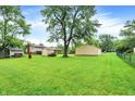 Expansive backyard showcasing lush green grass and mature trees at 6308 Ratliff Rd, Indianapolis, IN 46113