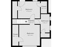 Upstairs floor plan shows two bedrooms, closets, hallway and a bathroom at 4709 E New York St, Indianapolis, IN 46201