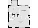 Layout shows the kitchen, dining room, stairway and living room on the main floor at 4709 E New York St, Indianapolis, IN 46201