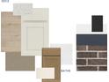 Interior finish options featuring color palette, cabinet style and flooring samples at 6770 W Buck Stone Dr, McCordsville, IN 46055
