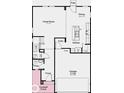 Layout of first-floor with great room, kitchen, dining, entry, powder room, garage, and patio at 7505 Firecrest Ln, Camby, IN 46113