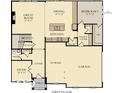 First floor blueprint featuring a kitchen, living room, dining room, garage, and study at 3005 Grand Ridge Dr, Greenwood, IN 46143