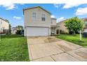 Well-maintained two-story home featuring an attached two-car garage and lush green lawn at 7906 States Bend Ln, Indianapolis, IN 46239