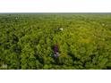 An aerial view of a private home nestled among a dense forest canopy with a location pin at 2034 Dynasty Ridge Rd, Martinsville, IN 46151