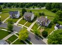 Neighborhood aerial view highlighting the well-maintained lawns and beautiful landscaping at 17877 Kinder Oak Dr, Noblesville, IN 46062