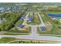 Aerial view showcases a residential community with landscaped streets, cul-de-sacs, and surrounding natural greenery at 3914 Holly Brook Dr, Westfield, IN 46062