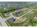 Expansive aerial view of a planned community featuring water features and meticulously planned residential plots at 3914 Holly Brook Dr, Westfield, IN 46062