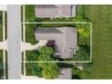 Aerial view of a home showing roof and landscaping, framed by a bright blue sky at 3545 Inverness Blvd, Carmel, IN 46032