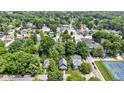 Aerial shot of the neighborhood highlighting lush greenery and streetscape at 6107 Broadway St, Indianapolis, IN 46220