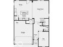 First-floor floor plan showing open-concept layout and kitchen with dining and living rooms at 2151 Bear Oak Way, Shelbyville, IN 46176