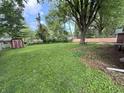 Expansive backyard featuring a large grassy area and a storage shed at 5460 N Park Dr, Indianapolis, IN 46220