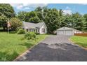Well-maintained home with long driveway, two-car garage, mature trees and a landscaped front yard at 409 N Sycamore St, Martinsville, IN 46151