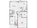 Detailed first floor plan showing a layout with an open floor plan connecting the great room to kitchen and dining spaces at 7501 Firecrest Ln, Camby, IN 46113