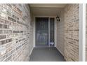 Close-up of the home's secure front entrance with a detailed security door, brick surround, and welcoming light fixture at 786 Woodview North Dr, Carmel, IN 46032
