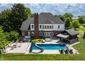 Stunning backyard oasis with a pool, slide, hot tub, outdoor bar and plenty of space for entertaining at 15920 Oak Park Ct, Westfield, IN 46074