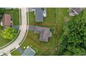 Overhead shot of a home and its neatly kept lawn, offering a perspective of the property's layout and neighborhood at 6851 Azalea Dr, Indianapolis, IN 46214