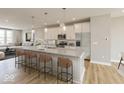 Open kitchen showcases granite countertops, stainless steel appliances, pendant lighting, and breakfast bar with seating at 6038 Windsor Dr, McCordsville, IN 46055