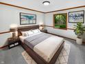 Comfortable bedroom featuring a large window, plush bedding, and neutral decor, providing a serene retreat at 757 Winter Way, Carmel, IN 46032