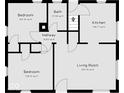 Simplified floor plan of the home, showcasing the layout of the kitchen and living room at 405 Harlan St, Indianapolis, IN 46201