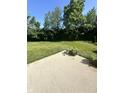 View of a well maintained grassy yard surrounded by green trees and lush bushes at 12536 Teacup Ne Way, Indianapolis, IN 46235