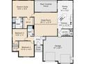 Detailed floor plan showcasing the layout including the kitchen, great room, bedrooms, owner's suite, and rear covered porch at 1550 Fox Hollow Dr, Martinsville, IN 46151