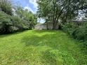 Large backyard with lush green grass and mature trees, perfect for outdoor activities at 2626 Fairhaven Dr, Indianapolis, IN 46229