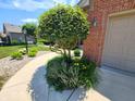 Close-up on professionally landscaped yard, featuring mature trees and a variety of flowering plants at 1633 Belfield St, Indianapolis, IN 46217