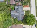 A birds eye view reveals the home's layout, landscaping, and surrounding neighborhood at 649 Lawndale Dr, Plainfield, IN 46168