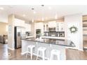 Bright kitchen with a large center island, stainless steel appliances and white cabinetry at 12838 Bird Cage, Carmel, IN 46032
