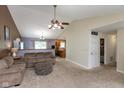 Open living area flows into kitchen and dining, great for entertaining, with lots of natural light at 31 Morningside Ct, Whiteland, IN 46184