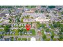 Aerial view of a residential area with a home marked near Ascension St. Vincent Hospital, showcasing location at 2111 Central Ave, Anderson, IN 46016
