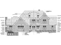 Detailed exterior elevation showcasing shingle siding, stone veneer, and decorative gable details at 1717 Beaufain St, Carmel, IN 46032