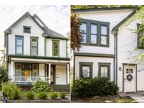 Charming white two-story homes with lush landscaping and inviting front porch at 545 Fletcher Ave, Indianapolis, IN 46203