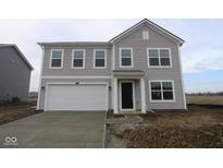 Two-story house with gray siding, white garage door, and a small front yard at 3912 Highcrest Rd, Indianapolis, IN 46239