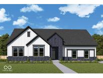 Stunning two-story home with white siding, dark roof, and brick accents at 19880 Chatsworth Blvd, Westfield, IN 46074